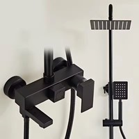 Ensemble de robinets de bain-douche à effet pluie chromés de style moderne Laiton de luxe et acier inoxydable Surface polie Motif de jet de pluie