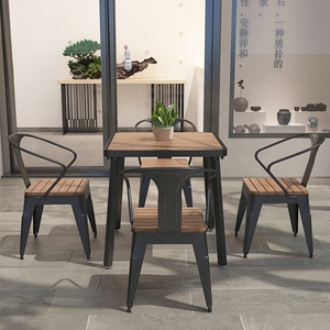 Venta al por mayor moderno industrial de metal al aire libre muebles silla patio jardín restaurante comedor mesas y sillas conjunto - Product Image 4