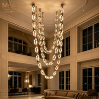 Lustre en Alabâtre avec Chaîne Dorée de Luxe, Hauteur Réglable, Grandes Suspensions Personnalisées pour Hall d'Hôtel, Villa, Salon