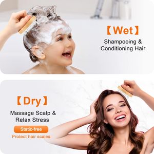 Eco-friendly Natural Bamboo Hair Scalp Massager Shampoo <b>Brush</b> Scalp Scrubber with Soft Silicone Bristles - Product Image 5