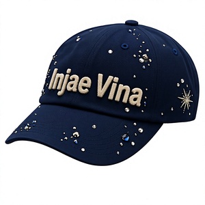 Casquette de baseball personnalisée en chenille brodée, 6 panneaux, haute qualité, non structurée, profil moyen, visière hautement incurvée, strass - Product Image 1