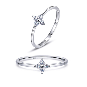 Elegante Anello di <span class=keywords><strong>Fidanzamento</strong></span> Ipoallergenico in <span class=keywords><strong>Argento</strong></span> Sterling 925 con Fiore Scintillante di Zirconi Cubici per Donna Matrimoni Anniversari - Product Image 4