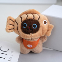 Pendentif figurine mini chat mignon, dessin animé et adorable porte-clés en forme de chat tête de poisson en peluche jouets en peluche en gros