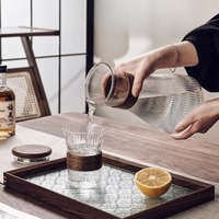 Carafe à eau en verre durable de haute qualité, résistante à la chaleur, avec tasse, bouteille portable, bouilloire, pour vin rouge, jus, bière, usage domestique