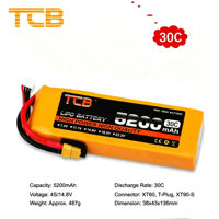 Batterie Lipo TCB 5200mAh à décharge élevée 2S~12S 7.4V-44.4V 25C 30C 40C 60C 90C 100C 120C Batterie polymère lithium haute puissance