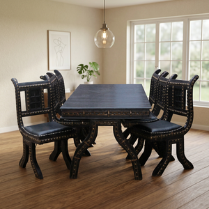 Ensemble de table à manger en bois traditionnel avec 4 chaises, style antique, mobilier de maison, design durable pour hôtel, maison, restaurant, vente en gros - Product Image 2