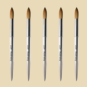 Pinceau à ongles en acrylique Kolinsky OEM ODM, manche 100% métal argenté, tailles 18, 20, 22, norme américaine, pour poudre acrylique et nail art - Product Image 1