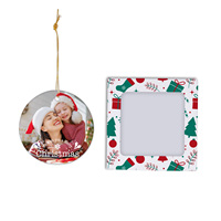 Ensemble d'ornements ronds en céramique vierges pour sublimation avec boîte cadeau en papier à fenêtre transparente, décorations suspendues pour sapin de Noël, vente en gros