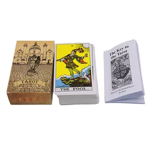 Grosir Kualitas Tinggi Tahan Lama Logo Cetak Kustom Lucu Kartu Tarot Bermain Kartu Permainan dengan Buku Panduan Dalam Kotak