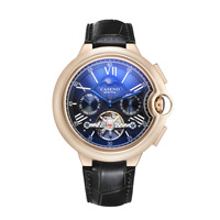 Montre mécanique de luxe pour homme de la marque Time Token, avec tourbillon, cadran ajouré, aiguilles automatiques, bracelet en cuir, résistance à l'eau 3ATM