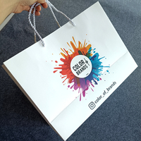 Sac en papier d'emballage biodégradable, sacs cadeaux avec logo imprimé avec poignées en ruban pour vêtements, vente en gros