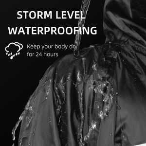 Durable Heavy Duty Adult Rainwear With Reflective Strips <b>Long</b> Hooded PVC <b>Rain</b> <b>Jacket</b> Men Traffic Guard Security Work Raincoat - Product Image 4