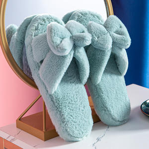 Pantuflas de Invierno para Mujer, Cálidas, de Felpa, Abiertas, Antideslizantes, de Algodón para Interiores, con Plataforma, Cómodas, con Lazo, para el Hogar - Product Image 2
