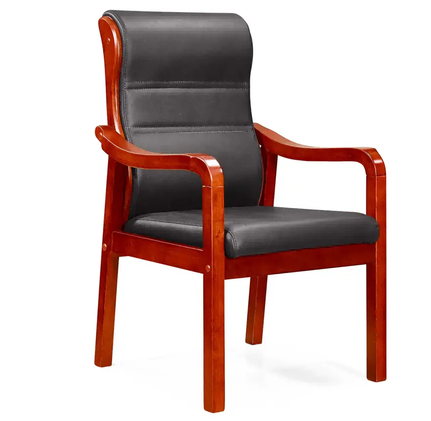 Sillas de oficina de madera y cuero de lujo, silla ejecutiva de oficina con respaldo alto