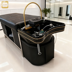Popular Black Barber Salon Muebles personalizados Masaje eléctrico Champú Cama con lavabo a prueba de desbordamiento para Hair Spa <span class=keywords><strong>y</strong></span> Barber <span class=keywords><strong>Bar</strong></span> - Product Image 1