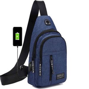 M0572 Fashion Chest <b>Bag</b> Cheap Fanny Pack <b>Men</b> Crossbody <b>Bag</b> with USB Charging and Headphone Hole Outdoor <b>Sports</b> Phone Waist <b>Bag</b> - Product Image 3
