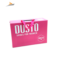 Großhandel Herstellung Freies Design Hochwertige Faltbare Rosa Wellpappe-Verpackungsboxen mit Griff für Schuhe