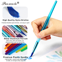 Panwenbo - Juego de 5 Pinceles de Pintura Acrílica para Niños, Pelo de Nailon Sintético, Mango de Goma Suave
