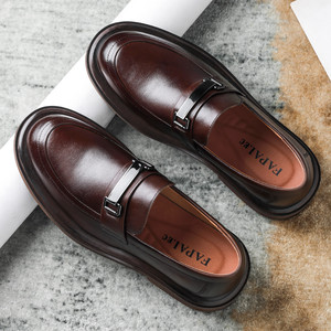 FAPAI.EC Mocassins en cuir pour hommes, en cuir de vachette pleine fleur, semelle souple, chaussures décontractées et habillées à talon bas pour adultes - Product Image 2
