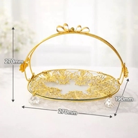Groothandel Metalen Glazen Fruitplateau met Gouden Handvat Decoratief Serveerplateau