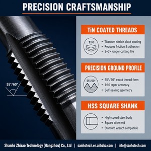 <span class=keywords><strong>Taraud</strong></span> conique pour tuyauterie d'eau, d'huile et de gaz, GB DIN 1/16 à 2 pouces, HSS-E M35 Cobalt, revêtement TiN, NPT NPTF BSPT PT Rc G - Product Image 5