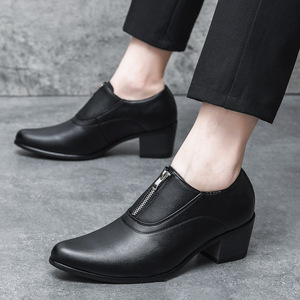 Chaussures de <span class=keywords><strong>mariage</strong></span> pour hommes en cuir PU à talon bloc, taille 37-44, à enfiler, antidérapantes, blanches - Product Image 2