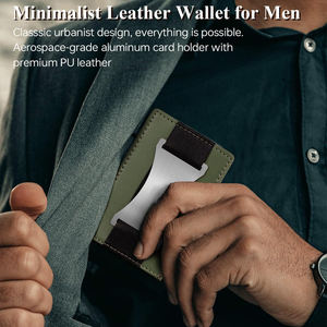 <span class=keywords><strong>Portafoglio</strong></span> Pop-up in Pelle PU <span class=keywords><strong>Verde</strong></span> alla Moda per <span class=keywords><strong>Uomo</strong></span> con Fermasoldi in Metallo, Porta Carte Sottile e Intelligente in Alluminio - Product Image 4