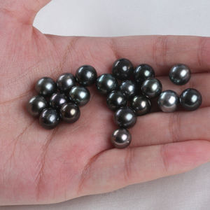 천연 진주 도매 8-8.5mm타히티 어 검은 진주 둥근 모양 바다 진주 느슨한 비즈 - Product Image 4