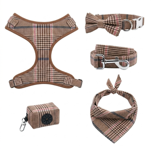 Ensemble d'accessoires personnalisé<span class=keywords><strong>s</strong></span> pour harnais de chien à carreaux (bandana et nœud) – Conception rembourrée écologique, motif personnalisé, faible MOQ - Product Image 2