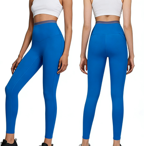 Leggings Deportivos de Cintura Alta para Mujer, Diseño Sólido Color Nude, Anti-Rollos, Talla Grande, Elásticos, Largos hasta el Tobillo, de Cuatro Vías - Product Image 2
