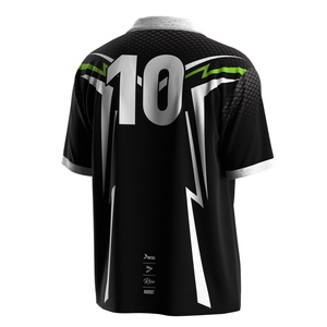 Maillot de football noir à col polo en V, uniforme de football respirant, col personnalisé pour les matchs décontractés - Product Image 3