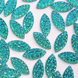 Strass blu pavone schiena piatta cucire su resina gemme occhio di cavallo - Product Image 1