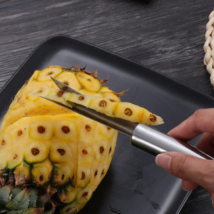 Couteau à ananas en acier inoxydable, ensemble de 2 pièces, lame en forme de V pour un épluchage et un retrait du noyau faciles, outil pour fruits - Product Image 4
