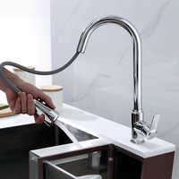 Robinet de cuisine moderne en laiton flexible et extractible, Robinet de lavabo rotatif en acier inoxydable pour légumes, Robinet d'évier de cuisine