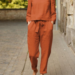 <span class=keywords><strong>Abbigliamento</strong></span> in Lino di Alta Qualità per <span class=keywords><strong>Donna</strong></span> in Tinta Unita, Set per Esterno in <span class=keywords><strong>Vendita</strong></span> - Product Image 1