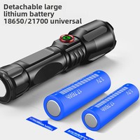 Nouvelle Lampe Torche LED Laser Blanche Transfrontalière 21700 Rechargeable USB Type-C pour Camping, Zoom Télescopique, Haute Luminosité, Portée 500m+, en Aluminium