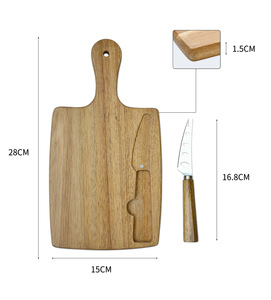 Plateau à fromage et ensemble de couteaux en bois d'acacia en gros |   Planche à découper portable avec poignée, boîte cadeau, plateau de charcuterie pour la cuisine - Product Image 2