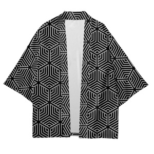 Ropa de calle para hombre y mujer, cárdigan <span class=keywords><strong>Haori</strong></span> Yukata, Tops, bata, talla grande, moda con patrones geométricos, Kimono de estilo japonés para playa - Product Image 2