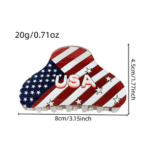 Cadeaux patriotiques pour la fête de l'Indépendance, accessoires pour cheveux personnalisés, pinces à cheveux rectangulaires antidérapantes imprimées du drapeau américain du 4 juillet - Product Image 4
