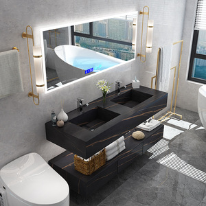 1500MM Modern Design Full Set Solid Wood Double Sink Vanity <strong>Bathroom</strong> - Product Image 1