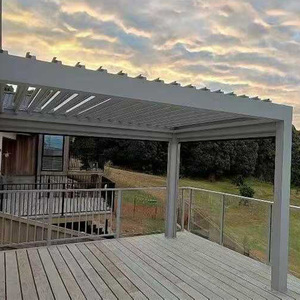 Pavillon de jardin Maplemiles résistant aux intempéries, en aluminium blanc, avec toit rigide et auvent motorisé à lames orientables pour terrasse arrière. - Product Image 5