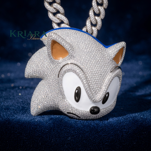 Pendentif Sonic The Hedgehog en moissanite, argent 925, thème dessin animé, charme de luxe, cadeau unisexe, bijoux - Product Image 4