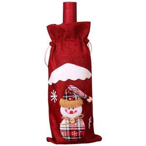 Top-selling Custom logo Cute Merry <b>Christmas</b> Party Burlap Wine Bottle Cover <b>Bag</b> With <b>Drawstring</b> <b>Christmas</b> Decoration - Product Image 2