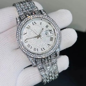 Reloj de Pulsera de Cuarzo de Lujo con Diamantes Completos, Esfera con Números Romanos, Estilo Hip Hop y de Negocios, Novedad 2026 - Product Image 1