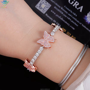 Pulsera de Cadena Tipo Tenis de Plata de Ley 925 con Diseño de Mariposa en Oro Rosa, Adornada con Diamantes de Moissanita VVS de 3mm, Joyería Fina para Regalo - Product Image 2