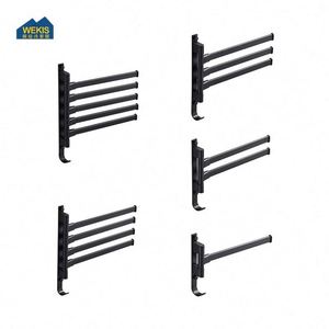 WEKIS 5-Arm Single Black Aluminum Folding Wall-Mounted Hanger Holder <b>Hook</b> Rotating Bars Heater Modern <b>Chrome</b> Finish Bathroom - Product Image 2