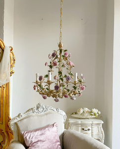 Lampadario Antico di Lusso in Porcellana Italiana con Fiori - Product Image 2