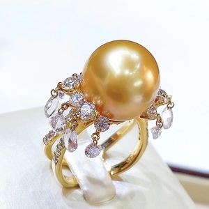 Anillo de Perlas de Oro Natural, Moderno y Personalizado, Plata de Ley S925 con Cristal para Uso Personal, Alta Calidad, 10-11 mm - Product Image 1