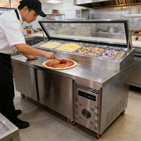 Table de préparation à double température en acier inoxydable 2M AC pour pizzeria, avec refroidisseur d'air intégré