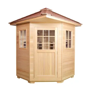 2022 Nordic Leisure Hemlock/Cedar Merah Outdoor Inframerah Sauna Kamar Sauna Tradisional 3-4 Orang